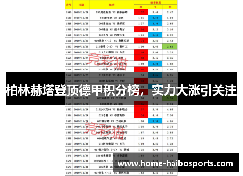柏林赫塔登顶德甲积分榜，实力大涨引关注
